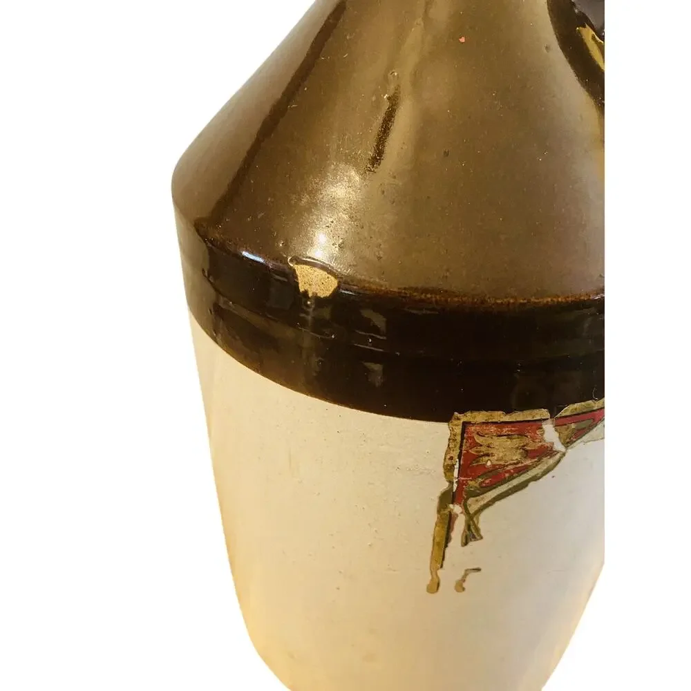 Antique Primitive Stoneware Crock Jug Brown Glaze 12
